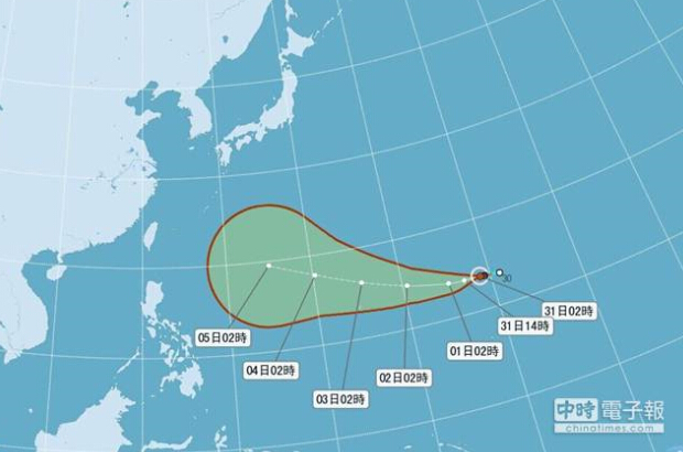 輕度臺風(fēng)蘇迪勒形成,朝臺灣方向行進。(臺媒圖) 輕度臺風(fēng)蘇迪勒形成,朝臺灣方向行進。(臺媒圖)